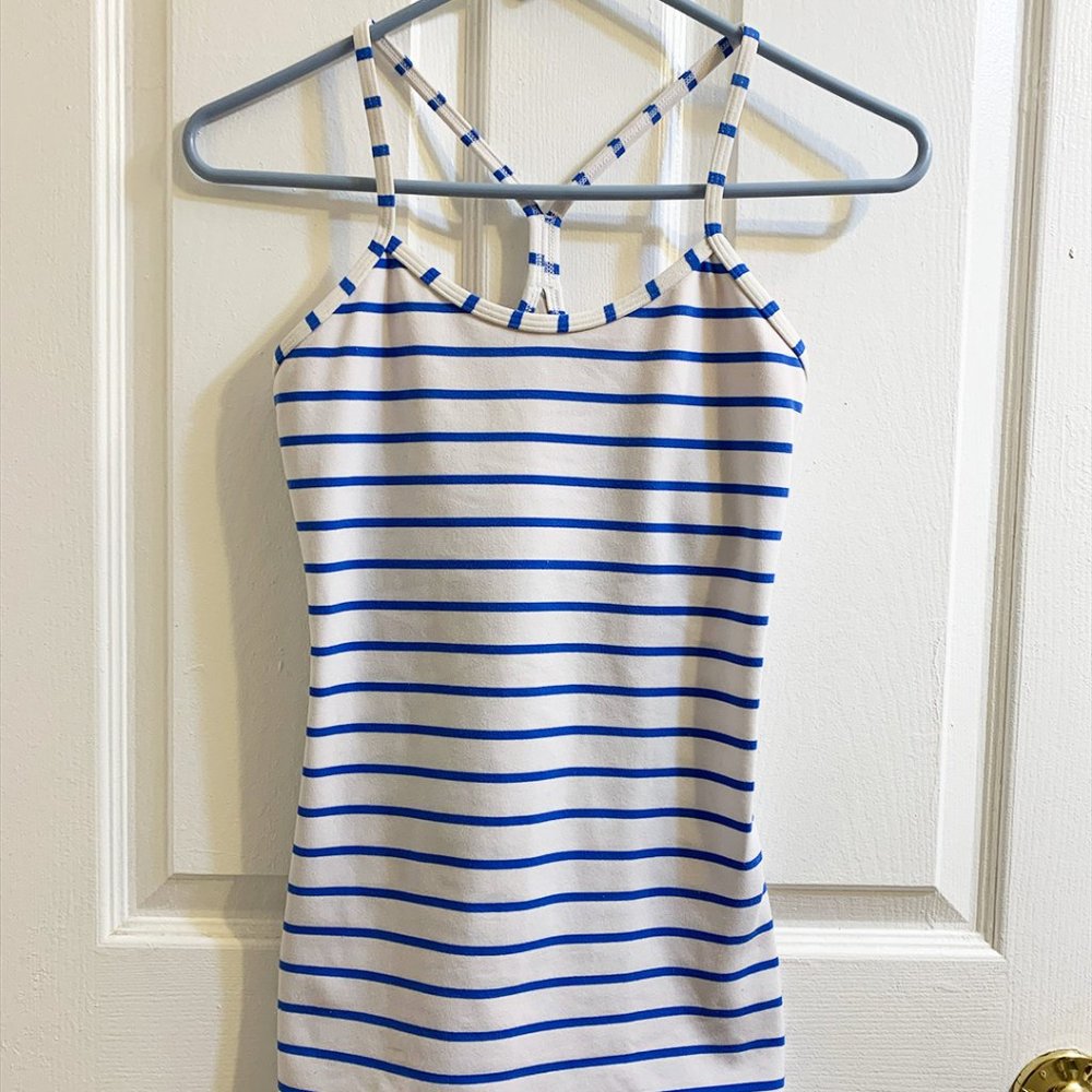 Lululemon Power Y Tank in Blue White Stripe